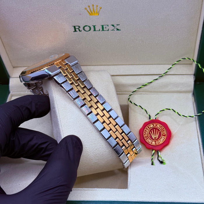 Rolex Oyster Perpetual Datejust (Two-Tone Yellow Gold and Steel with Fluted Bezel and Honeycomb Dial)